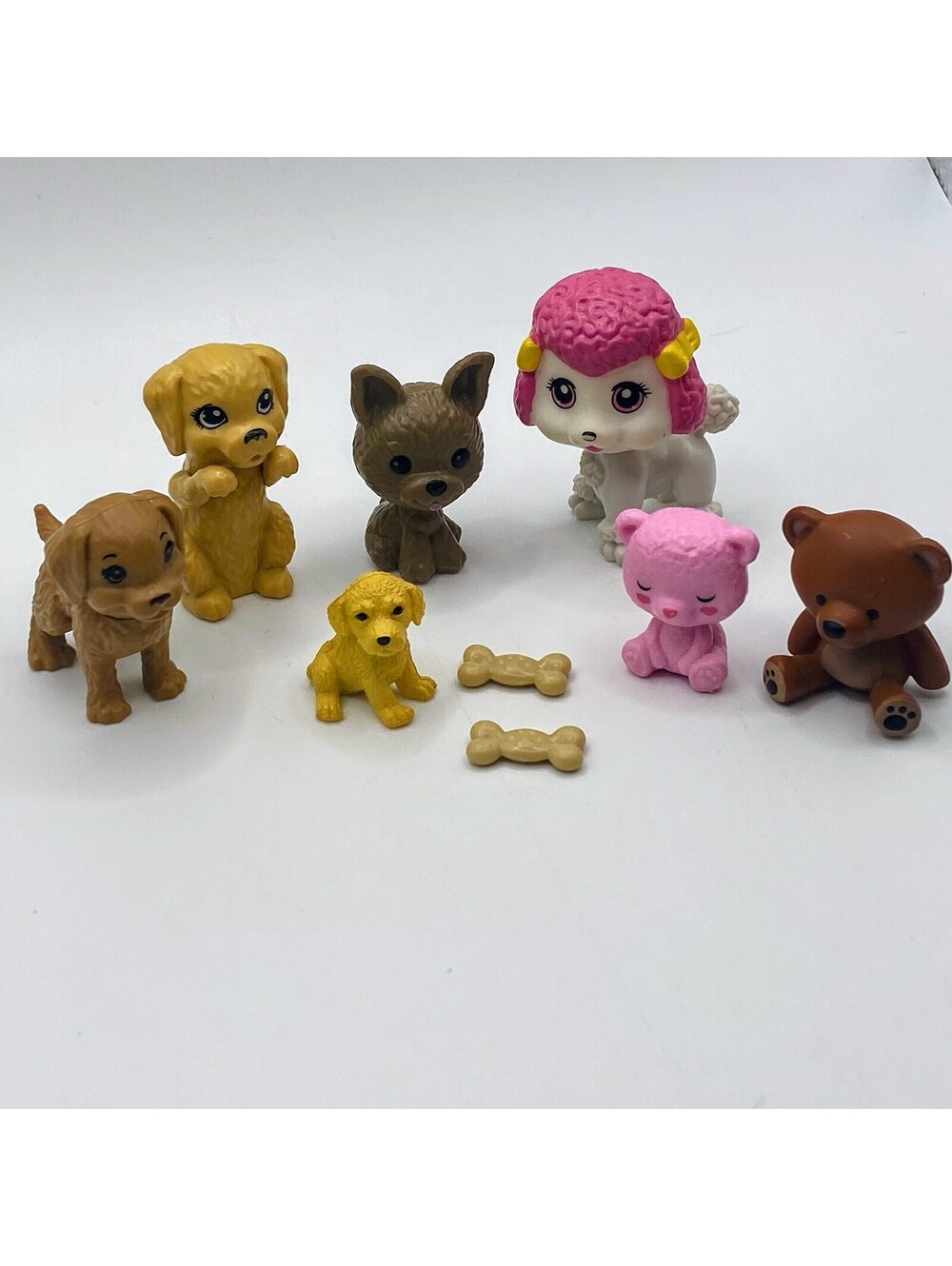 Barbie Pets And Bears Figure Lot : Pink Poodle, Puppies  W/ Bone ,Teddy Bears B1